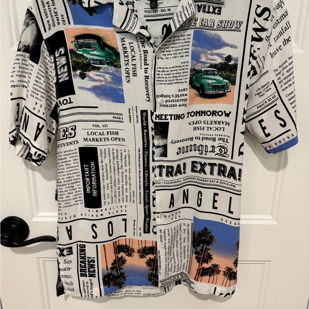 No Boundaries Black and White Casual Button Down Shirt